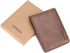 cemenz Mens Slim Front Pocket Wallet ID Window Card Case with RFID Blocking